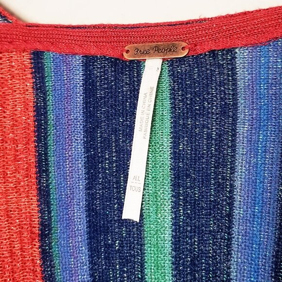 Free People In a Moment Poncho Ruana OS Sparkle Striped Knit Cardigan Boho $198 - Picture 9 of 16